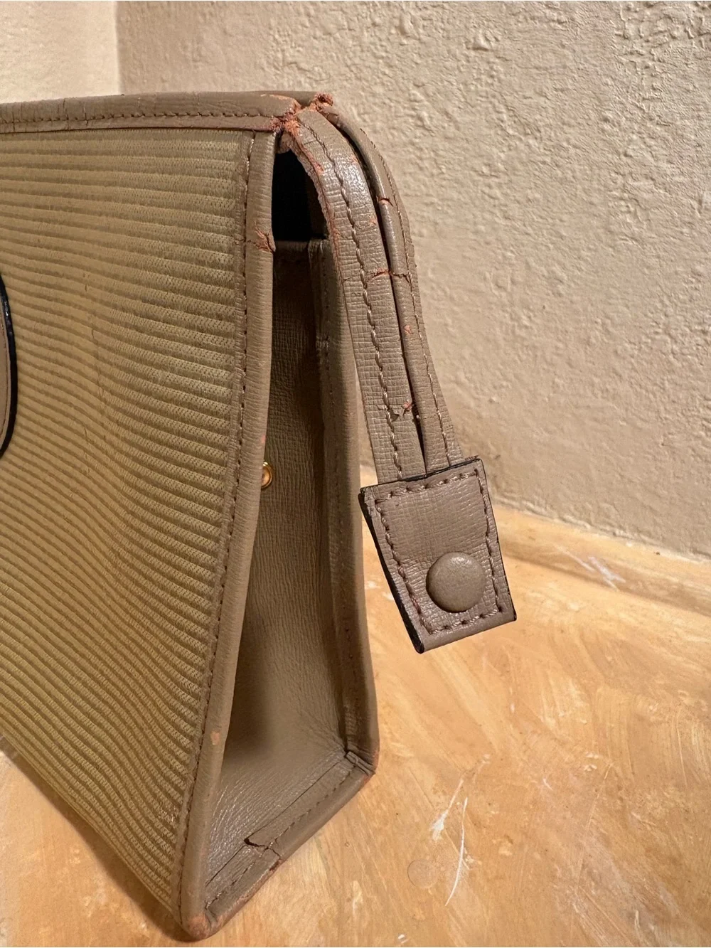 Saint Laurent Beige-Tan Canvas Toiletry Pouch